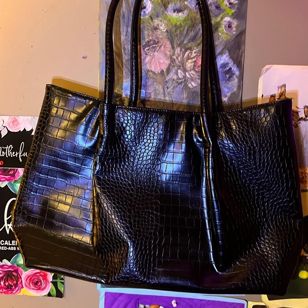 LuluDharma Large Black Tote Beautiful Bag